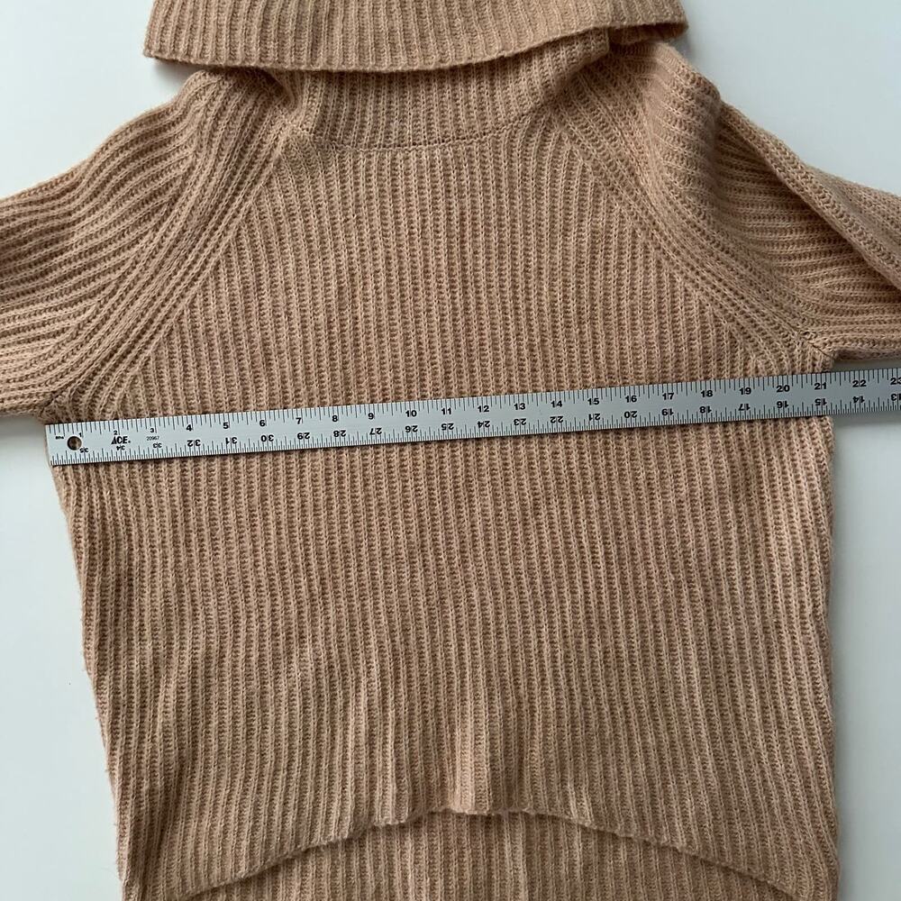 Point Sur J Crew Wool Mohair Blend Cowl‎ Turtleneck Chunky Rib Blush Sweater S - Picture 3 of 7